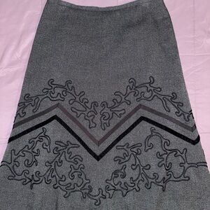 LOFT petite Elegant Gray Embroidered Skirt